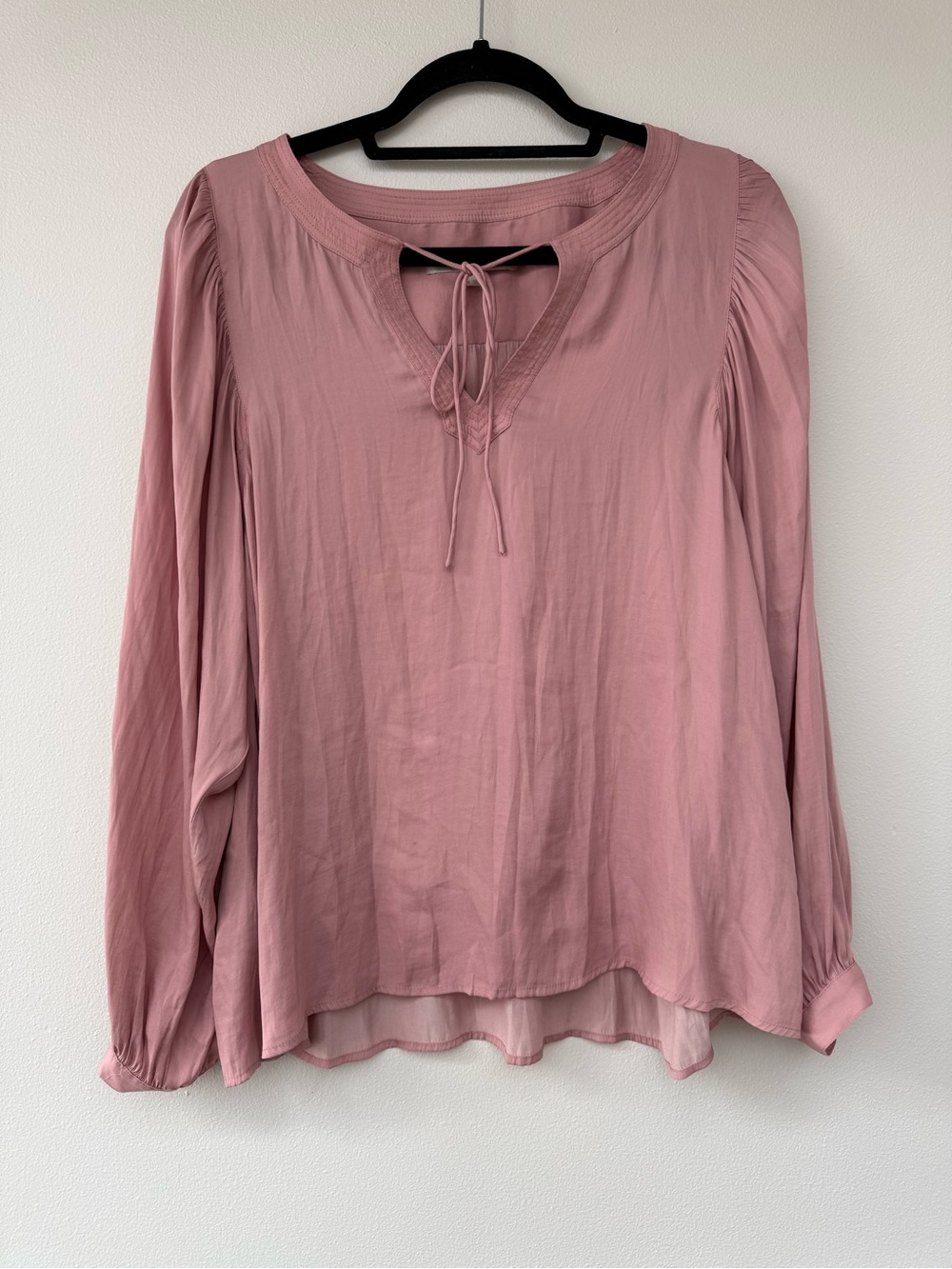 LOFT Women's Dusty Rose Long-Sleeve Tie-Neck Blouse
